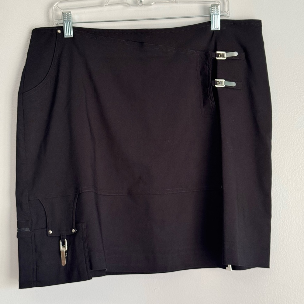 Jamie Sadock Women’s Wrap Skort 16 Black Buckle Cargo Pockets Golf OutdoorSummer